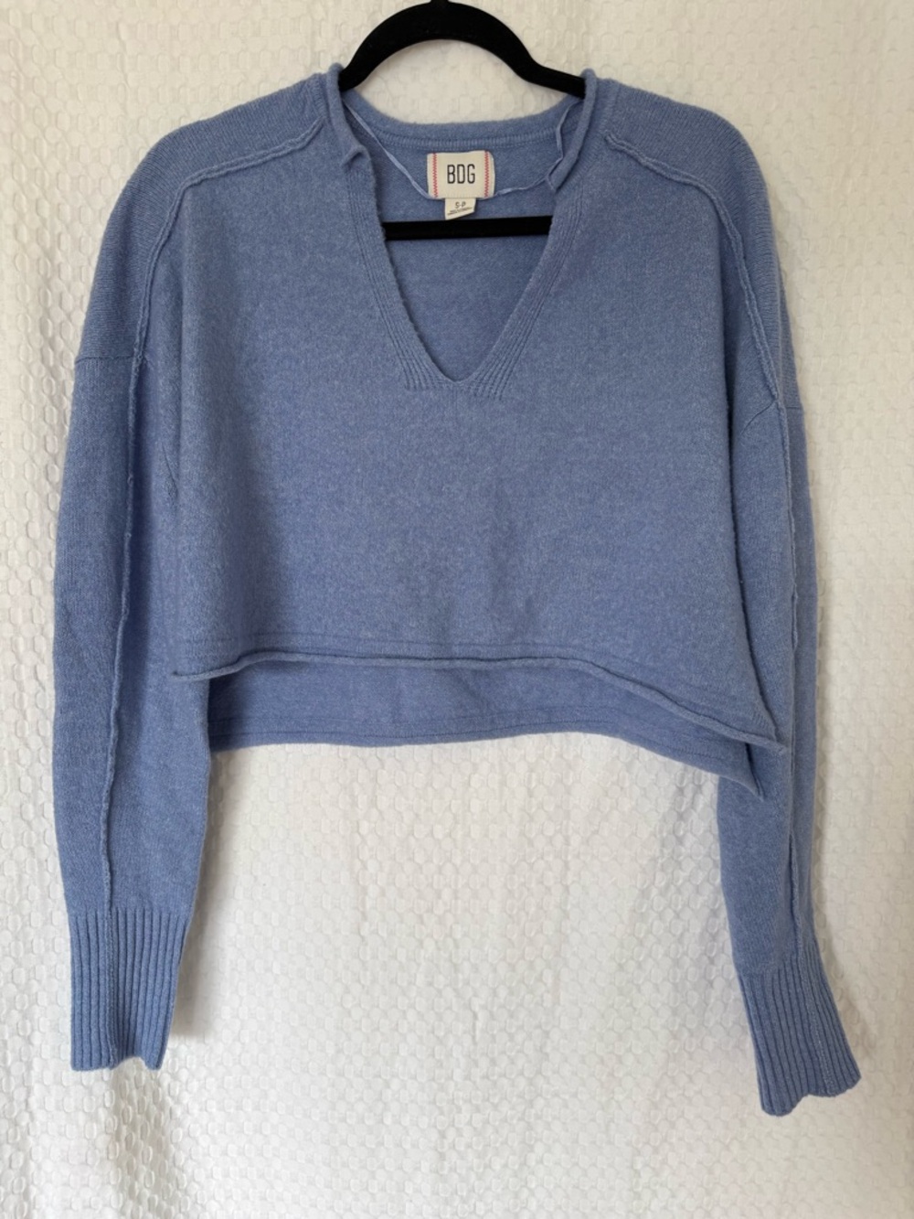 BDG Urban Outfitters Valeria Cropped V-Neck Sweater Light Blue Periwinkle S